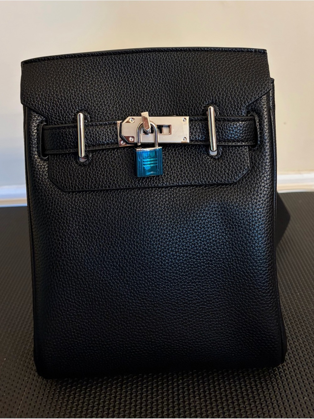 Black Leather Men's HAC Crossbody Bag with Silver Hardware - Picture 2 of 16